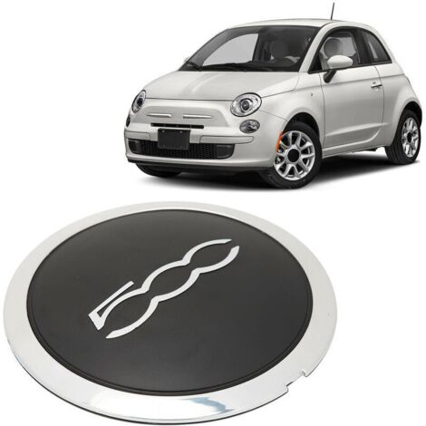 Capuchon central de roue noir avec garniture chromée – Remplacement direct pour Fiat 500 2012-2022 – Matériau ABS résistant aux températures - 68078419AC (1/5)