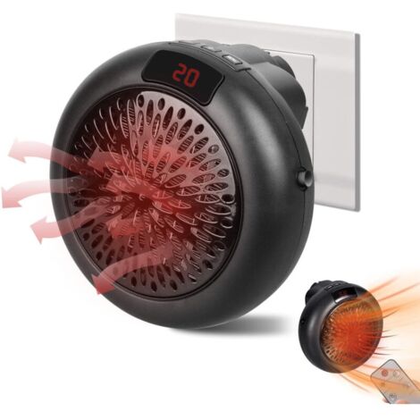 Mini radiateur portable. 900 W. en céramique. thermostat réglable. mini radiateur électrique d'appoint en céramique avec télécommande (noir) (1/5)