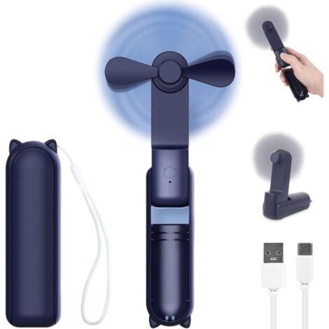 Mini ventilateur portable pliable – Alimentation par batterie 2000 mAh – Fonction banque d'alimentation USB – Silencieux pour bureau et voyage (1/5)