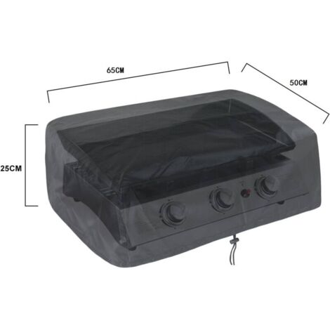 Housse de protection pour plancha à gaz 65x50x25cm Noir 210D Anti-UV Anti-l'eau Anti-l'humidité Housse de barbecue