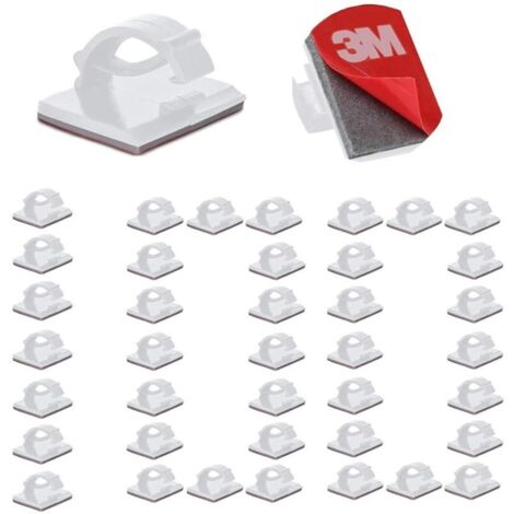 Lot de 100 clips câbles avec adhésif 3M – Rangement de cordons pour bureau. maison. voiture – Fixation stable sur surfaces lisses - 100PCS (1/5)