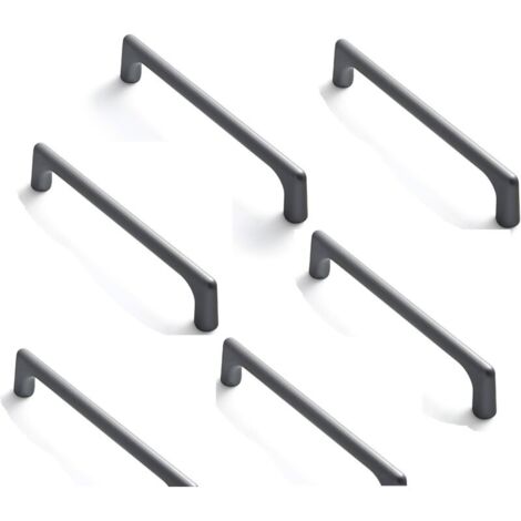 6 pcs Poignée Meuble Poignée d'armoire de cuisine poignée de placard 128mm Gris. Poignées d'armoires de cuisine foncé Alliage de zinc moderne avec vis Pratique et pratique (1/5)