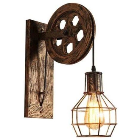 Applique Murale Industrielle1 pack Bronze. Éclairage Mural Vintage Poulie Lampe de Mur Luminaire Intérieur pour Bar. Chambre à Coucher. Salon. Restaurant. Café. Couloir (1/5)