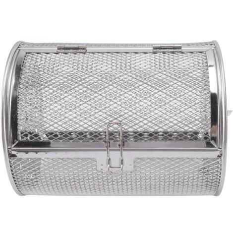 Cage de gril en acier inoxydable Panier de gril roulant. maille ronde de gril de barbecue en acier inoxydable pour légumes de noix séchées aux arachides B (1/5)