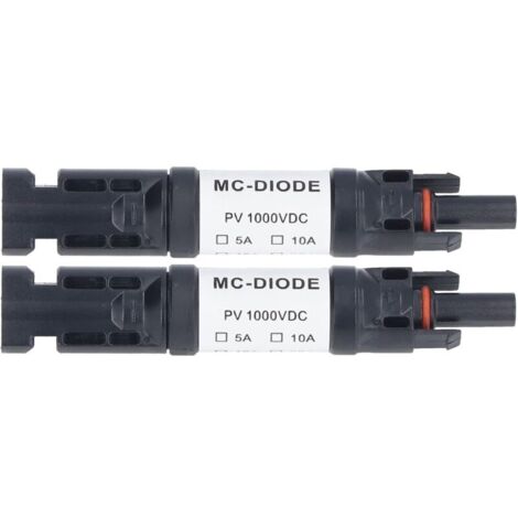 MC‑D Lot de 2 Pièces de Connecteur PV Solaire 1000 V Diode Anti-retour Intégrée IP68 étanche pour Connexion Panneau Solaire(10A) (1/5)