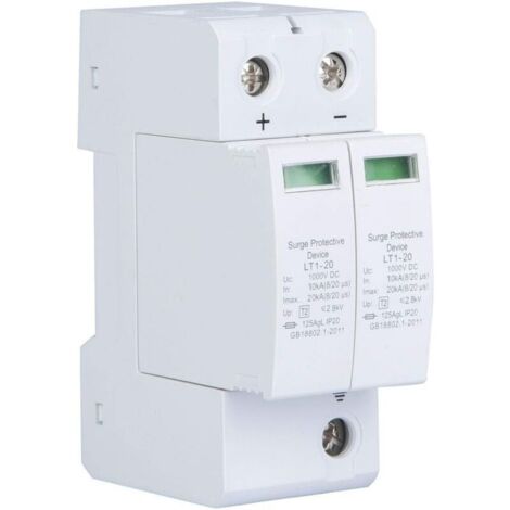 Parafoudre DC. 1000V Surge Protector Ménage Parafoudre photovoltaïque Dispositif de Protection contre les Surtensions (2P 20KA) (1/5)