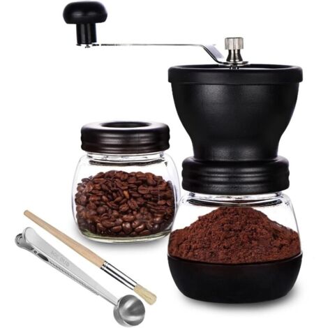 Moulin à café avec broyeur en céramique. moulin à café manuel avec 2 verres (11 oz chacun) poignées en acier inoxydable. moulins à café pour café filtre. expresso. presse française (1/5)