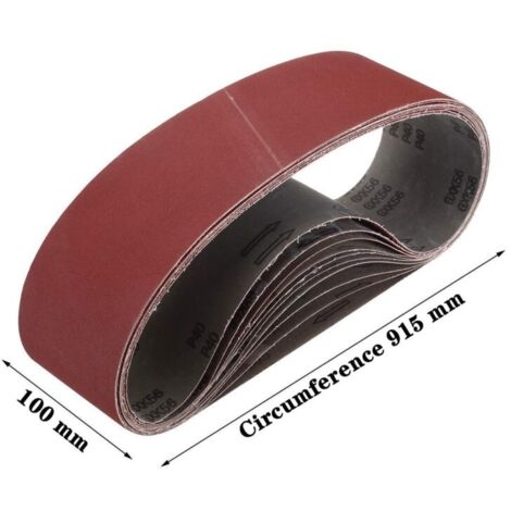 Bande Abrasive 100 x 915mm(15 pièces). Bandes Abrasives Mixte (3x grains 80/120/150/240/400) pour Ponceuses à Bande.bande abrasive de ponceuse