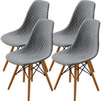 Dining Chair Cover Set 2/4/6, Fashionable Shell Medieval Modern Dining Room Seat Cover (Light Grey, 4 Pieces)