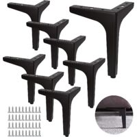 Set of 8 Metal Sofa Legs, 17 cm, Metal Coffee Table Legs, Load up to 600 kg, Black Furniture Legs, Wrought Iron/Sofa Table Stand, TV Stand, Cupboard, with 40 Screws