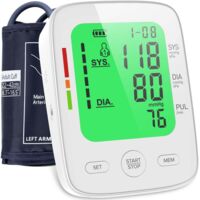 Blood Pressure Monitor Arm Blood Pressure Monitor with Large LCD Display 3 Colours LCD Monitor Adjustable Armband (22-42 cm) 2 x 99 Memory Sets Heart Rate Monitor