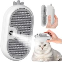 Steam Cat Brush with Release Button, Rechargeable Steam Brush for Long and Short Hair, Cats, Dogs, Rabbits, Self-Cleaning Brush for Pet Grooming
