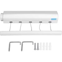 Retractable laundry line, extendable wall-mounted clothes dryer, retractable laundry line, wall hanging clothes dryer with 5 wires of 3.75 m, indoor wall-mounted laundry rack(Rose bleu aléatoire)