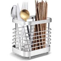 Panier À Couverts En Acier Inoxydable,Egouttoir Couvert Acier Inoxydable, Support D'ustensiles De Cuisine Pour Ranger Les Couteaux, Fourchettes, CuillèRes Et Baguettes Dans La Cuisine,Argent