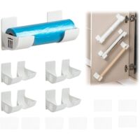 Food Film, Door Storage Holder, Adhesive Wall Shelf with 4 Pairs for Cabinets, Bathrooms, Fridges, Organization Box, Kitchen Rolls, White