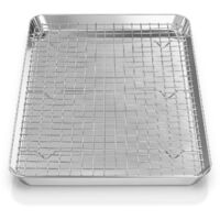 Baking Tray with Cooling Rack: Stainless Steel Baking Plates and Grids, Oven Dish for Roast Home Kitchen Barbecue 40.5 x 30.5 x 2.5 cm, Pack of 2