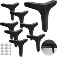 Set of 8 Metal Sofa Legs, 13 cm, Metal Coffee Table Legs, Load up to 600 kg, Black Furniture Legs, Wrought Iron/Sofa Table Stand, TV Stand with 40 Screws