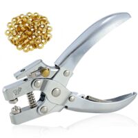 Eyelet Pliers with Gold Eyelets 5 mm Metal Hole Punch for Belt/Leather/Crafts