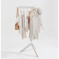 Folding Clothes Airer for Indoor and Outdoor Use with 3 Hook Arms - 360掳 Rotation - White