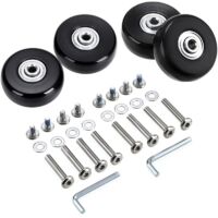 Lot de 4 roues de rechange 50x18mm – Roulettes pivotantes en caoutchouc – Kit complet avec essieux et vis – Pour valises et bagages