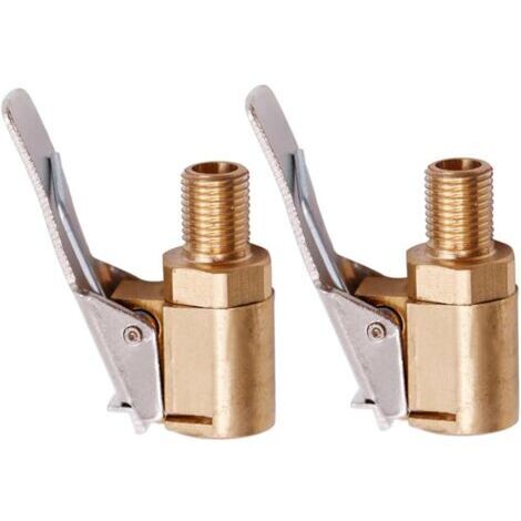 Inflador de neumáticos de coche inalámbrico, paquete de 2 portabrocas de aire con adaptador de clip, boquilla de inflado de neumáticos, conector de bomba de inflado de neumáticos de latón resis (1/5)
