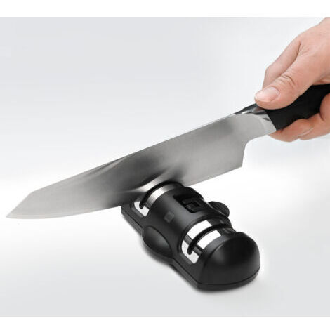 Afilador de cocina profesional Xiaomi, manual, para cuchillos de todos los tamaños, de acero inoxidable y cerámica, con base antideslizante negra. (1/5)
