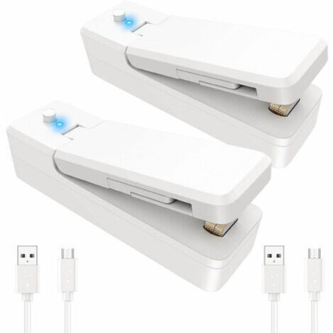 Pieza de sellador térmico recargable, sellador portátil 2 en 1 y cortador de sellado térmico para bolsas de plástico, almacenamiento de alimentos, mini sellador al vacío con 2 cables USB (1/5)