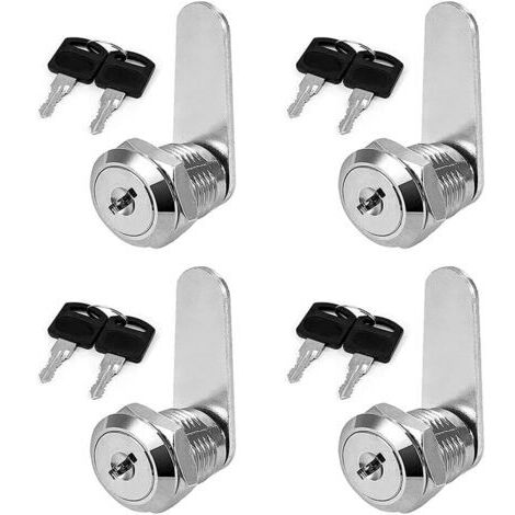Cerradura de cilindro para muebles de 4 piezas, cerradura de buzón, cerradura de cajón de 16 mm, cerradura de leva, cada cerradura tiene llaves diferentes (1/5)