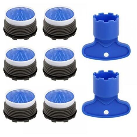 Aireador M18.5 de 6 unidades, para grifo de cocina y baño, de plástico, para ahorro de agua, con 2 llaves (1/4)