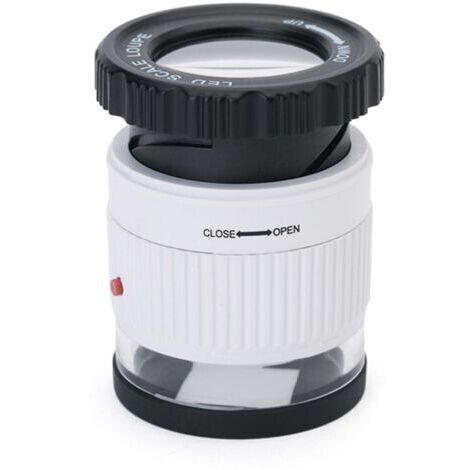 Lupa portátil Escala LED Lupa 30X Aumento ajustable Tipo de cilindro Espejo Espejo de lectura Lupa Blanco (1/3)