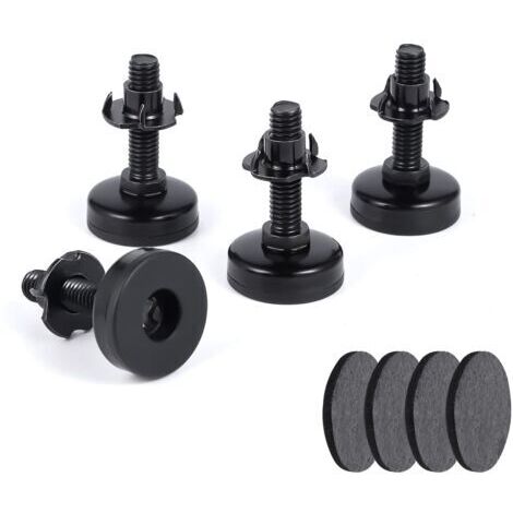 Kit 4 Pieds Réglables pour Meubles - Supports de Nivellement Lourds avec T-Nuts Filetage 3/8"-16 - Capacité 600 kg - Réhausses pour Canapé, Lit, Armoire (1/4)