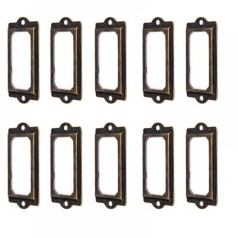 50 Portaetiquetas 60 x 17 mm Metal Bronce Vintage Portaetiquetas Portatarjetas Estantería Cajón (1/5)
