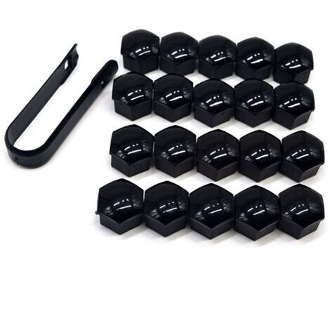 20 tapas para tuercas de rueda de 17 mm, tapas para tuercas de pernos de rueda, tapas hexagonales para tuercas de neumáticos con kit de herramientas de extracción para automóviles, color negro (1/4)