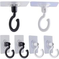 Pieza de Mosquitera Autoadhesiva Ganchos de Techo y Ganchos de Pared, Ganchos de Techo Giratorios, Giratorios de 360°/180°, Ganchos Montados para Colgar Plantas Pequeñas, Toallero, Blanco Negro