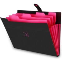 Almacenamiento de carpetas Documentos A4 Carpeta de archivos expandible Bolsa expandible Organizador de documentos impermeable Organizador de archivos con 5 compartimentos (Negro)