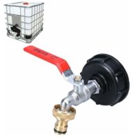 Grifo para tanque IBC, grifo recolector de agua de lluvia de 1000 L, adaptador para tanque de agua IBC, grifo recolector de agua de lluvia doble de 1/2", grifo de latón PP, rosca gruesa de 60 m