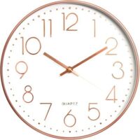 Reloj de pared silencioso de 30 cm, decorativo para cocina, sala de estar, dormitorio, oficina (oro rosa)