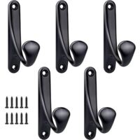Ganchos para abrigos de pared atornillados, paquete de 5, minimalistas, resistentes, de aleación de zinc, ganchos para abrigos para puerta, entrada, dormitorio, baño, ganchos multiusos para abr
