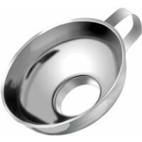 Embudo de mermelada de acero inoxidable, embudo estriado ancho de gran diámetro con asa para tarros de cristal anchos, para transferir líquidos, ingredientes secos y polvos, plateado