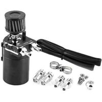 1 Juego de lata de aceite negra, accesorios de aleación de aluminio para motor de coche, lata de depósito de aceite