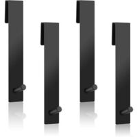 Ganchos para pared de ducha, 4 ganchos de ducha de acero inoxidable, ganchos para puerta de baño sin taladrar, soporte para toallas de baño para puerta de ducha sin marco (negro)