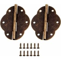 bisagras antiguas retro con 12 tornillos para caja de madera vintage, caja de herramientas, armario, joyero, bronce antiguo, hierro, 56 x 42 mm.