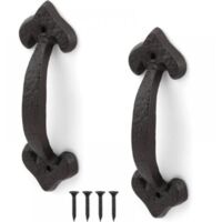 Manija de puerta de hierro fundido antiguo, manija de puerta corrediza de dos piezas