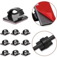 Clips adhesivos ajustables para cables de fibra óptica, sujetacables y alambres para el hogar y la oficina (paquete de 30) negros