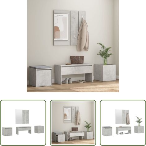 Banco de entrada -  Juego de muebles recibidor madera contrachapada gris hormigón