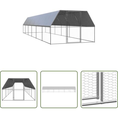 Gallinero exterior -  Jaula gallinero de exterior de acero galvanizado 3x12x2 m