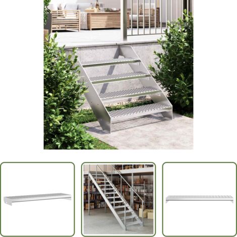 Escalera de acero -  Peldaño de rejilla acero galvanizado 80x24x7 cm
