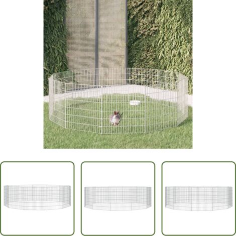 Corral para conejos -  Recinto animales corral 12 paneles hierro galvanizado 54x60 cm