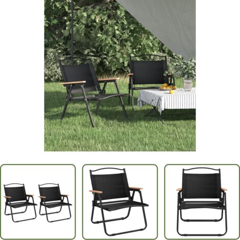 Sillas de picnic -  Sillas de camping 2 uds tela Oxford negro 54x43x59 cm