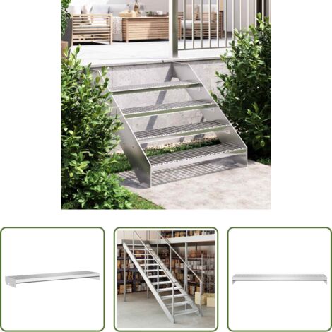 Escalera de acero -  Peldaño de rejilla acero galvanizado 90x24x7 cm
